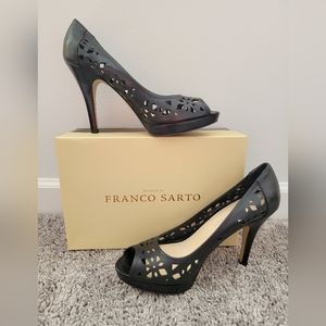 Franco Sarto Leather Peep Toe 4" Heels Size 10